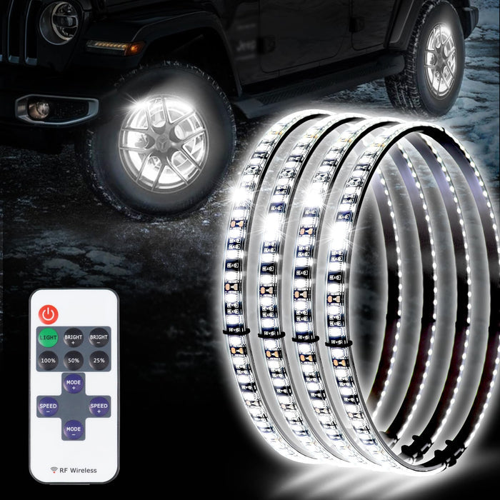 Xprite 17" Pure White LED Wheel Lights Kit for Trucks, SUVs & Off-Road Vehicles | IP67 Waterproof Rim Lights