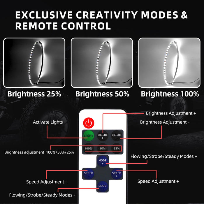 Xprite 17" Pure White LED Wheel Lights Kit for Trucks, SUVs & Off-Road Vehicles | IP67 Waterproof Rim Lights
