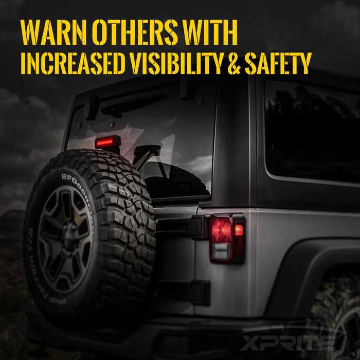 Xprite 2007–2018 Jeep Wrangler JK LED Third Brake Light | IP68 Waterproof Plug & Play
