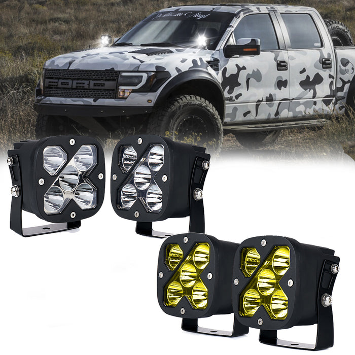 Xprite 3"  LED Light Pods – 25W CREE LED Spot Beam Off Road Lights with Mounting Brackets | X-Beam Series