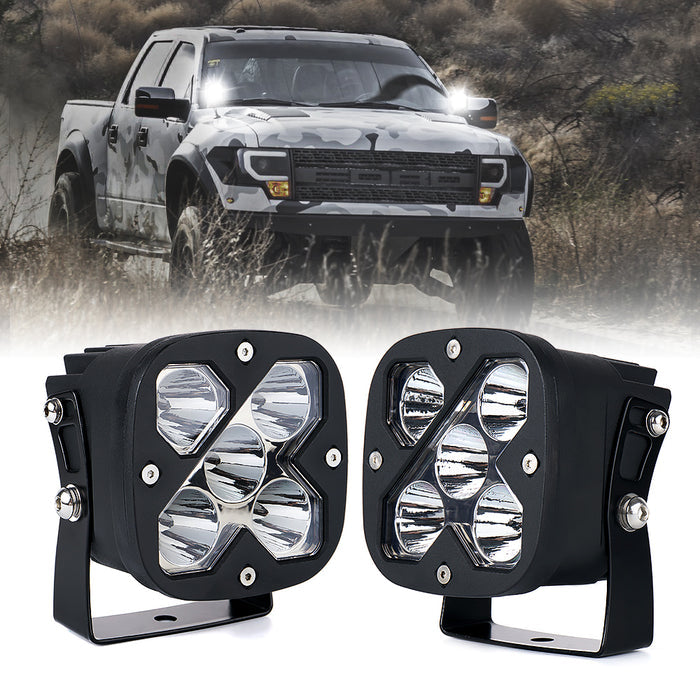 Xprite 4"  LED Light Pods – 50W Off Road Spot Lights Waterproof LED Pod Lights for Jeep Truck UTV ATV | X-Beam Series