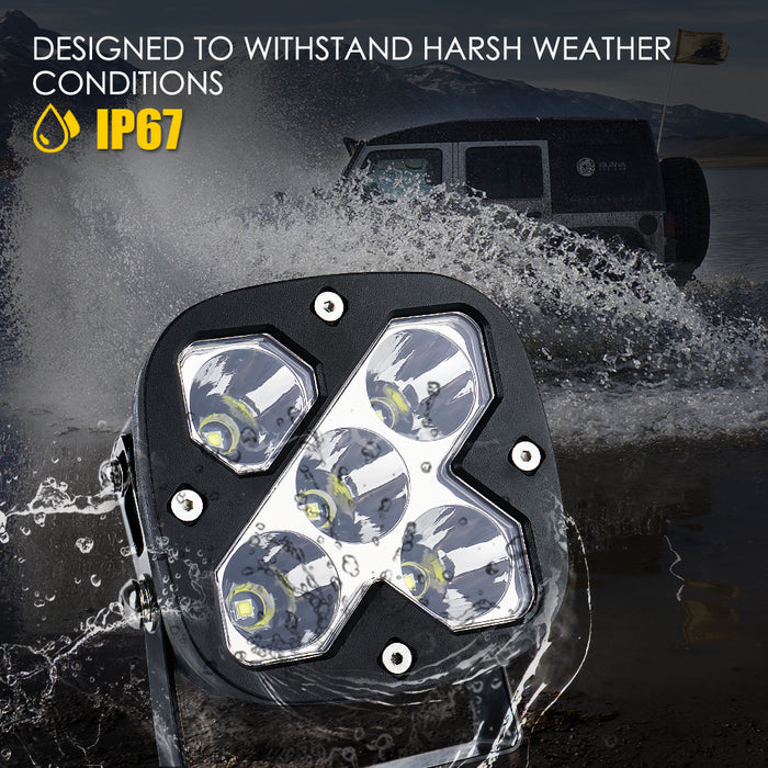 Xprite 4"  LED Light Pods – 50W Off Road Spot Lights Waterproof LED Pod Lights for Jeep Truck UTV ATV | X-Beam Series