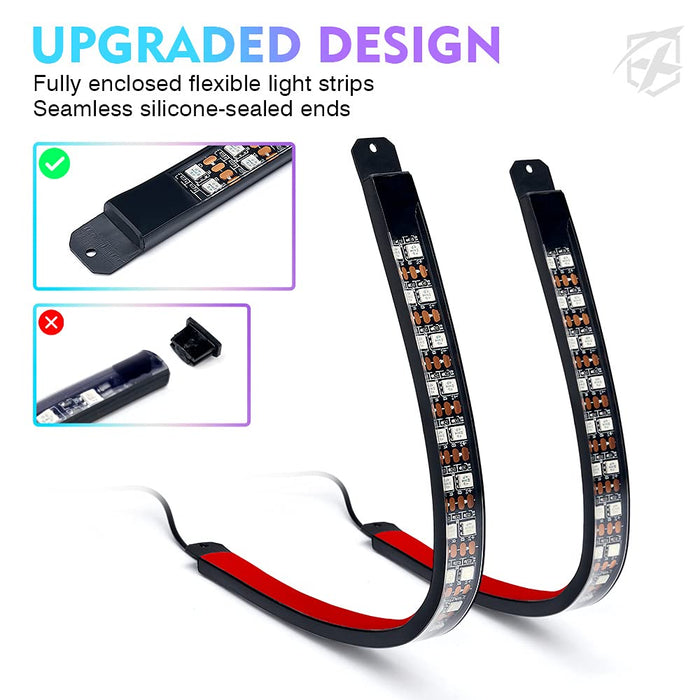 Xprite 4PC Celestial Series Double Row RGB LED Interior Car Light Set - Bluetooth and Remote Control