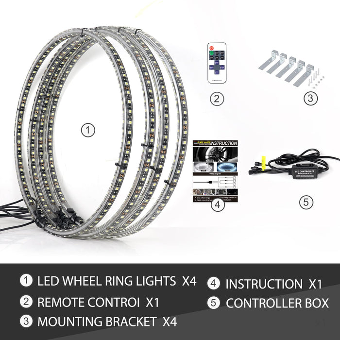 Xprite 4PCS Pure White Wheel Lights for Trucks Cars SUVs Pickups Vehicle Offroad