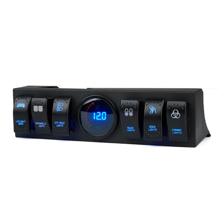 Xprite 6 Rocker Switch Panel with Digital Voltmeter for Jeep Wrangler JK/JKU