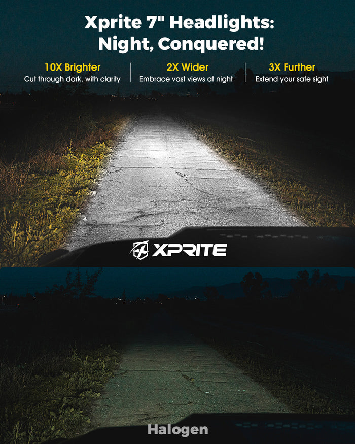 Xprite 7" Halo Headlights with DRL & Turn Signal for 2007-2018 Jeep Wrangler JK | Ultra