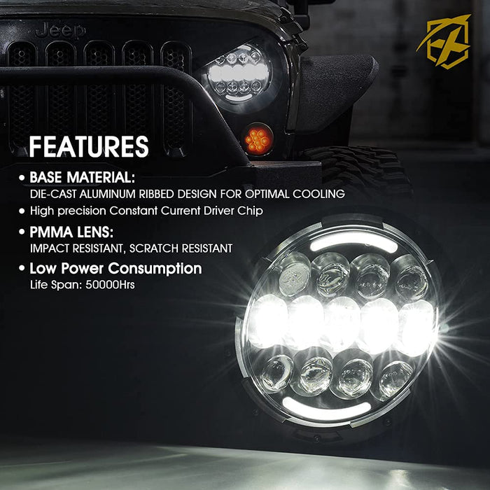 Xprite 7" LED Headlights for Jeep Wrangler JK TJ LJ 1997-2018 – Off-Road Replacement Headlights