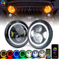 Xprite 7" LED RGB Halo Headlights for 2007-2018 Jeep Wrangler