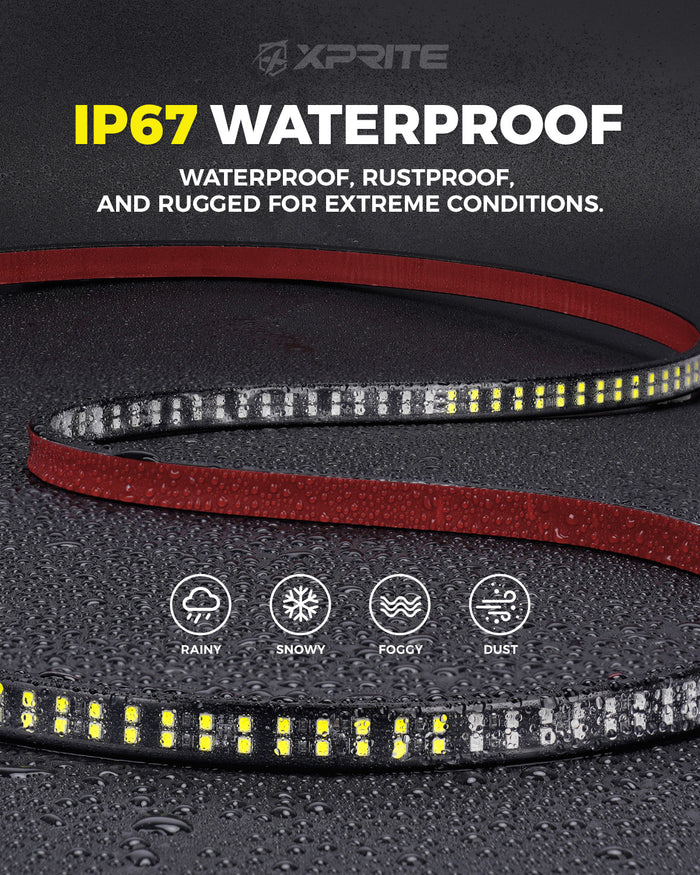 Xprite 70" LED Emergency Strip Lights – Flexible Running Board Strobe Light Strip