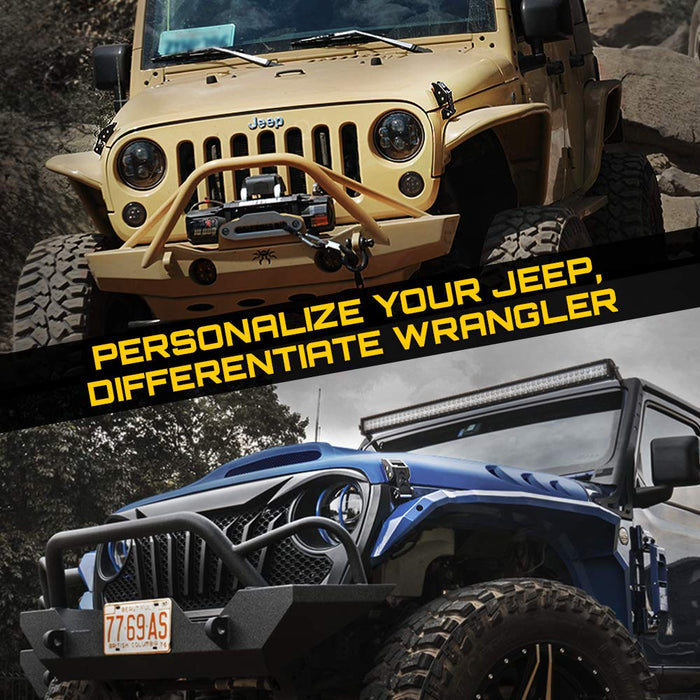 Xprite Black Aluminum Hood Latch Kit for 2007-2018 Jeep Wrangler JK & 2018+ Jeep Wrangler JL