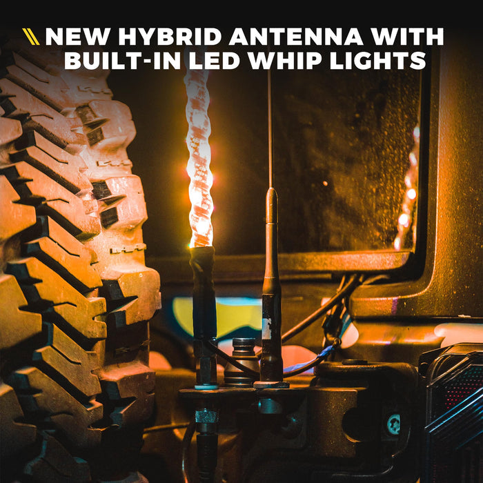 Xprite CB Radio Antenna with Spiral LED Whip Light – 4FT Off-Road Lighted Antenna