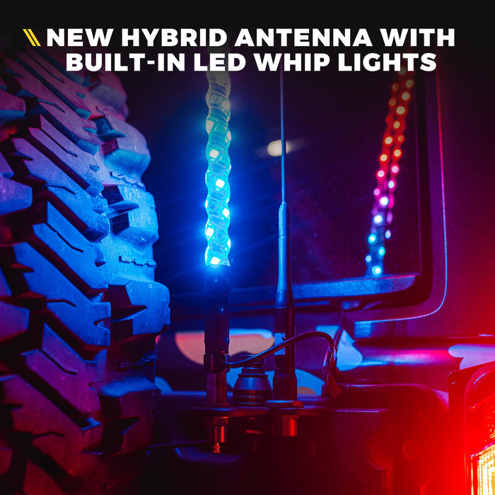 Xprite CB Radio Antenna with Spiral LED Whip Light – 4FT Off-Road Lighted Antenna