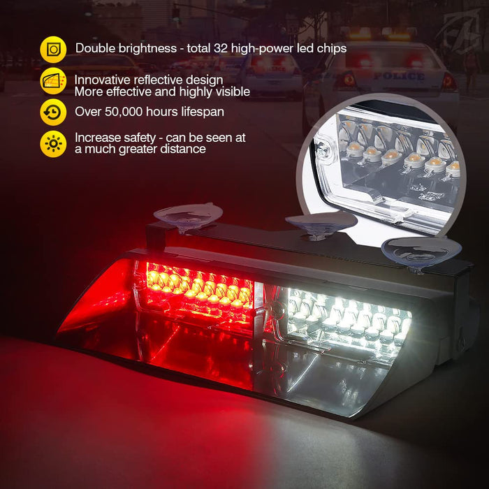Xprite  Dual LED Windshield Strobe Lights Bar For Cars & Trucks | Unmarked Series