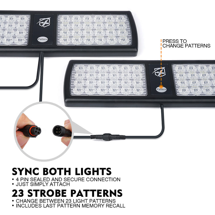 Xprite  Dual Windshield Sun Visor Strobe Lights – LED Emergency Warning Light Bar  | Agent Series