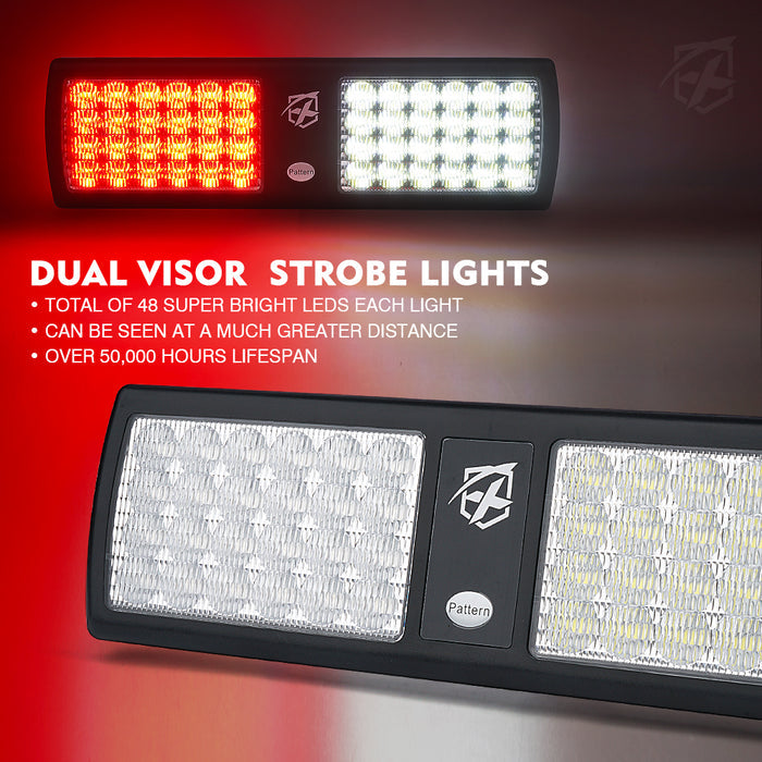 Xprite  Dual Windshield Sun Visor Strobe Lights – LED Emergency Warning Light Bar  | Agent Series