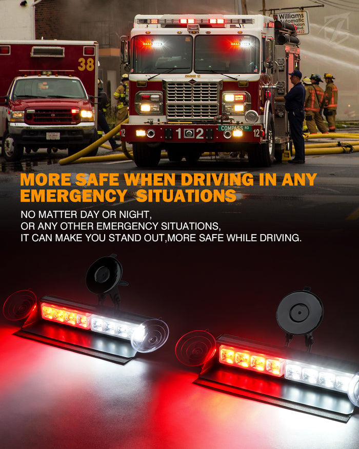 Xprite Emergency Dash Strobe Lights – Suction Cup LED Windshield Dash Warning Light Bar