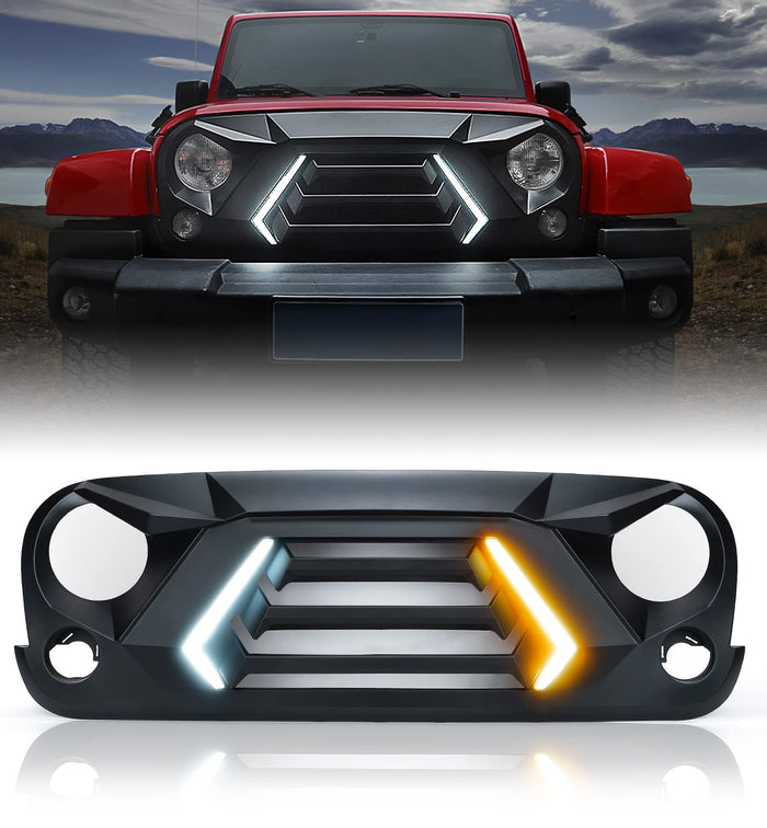 Xprite Grille with DRL and Turn Signals for Jeep Wrangler JK JKU