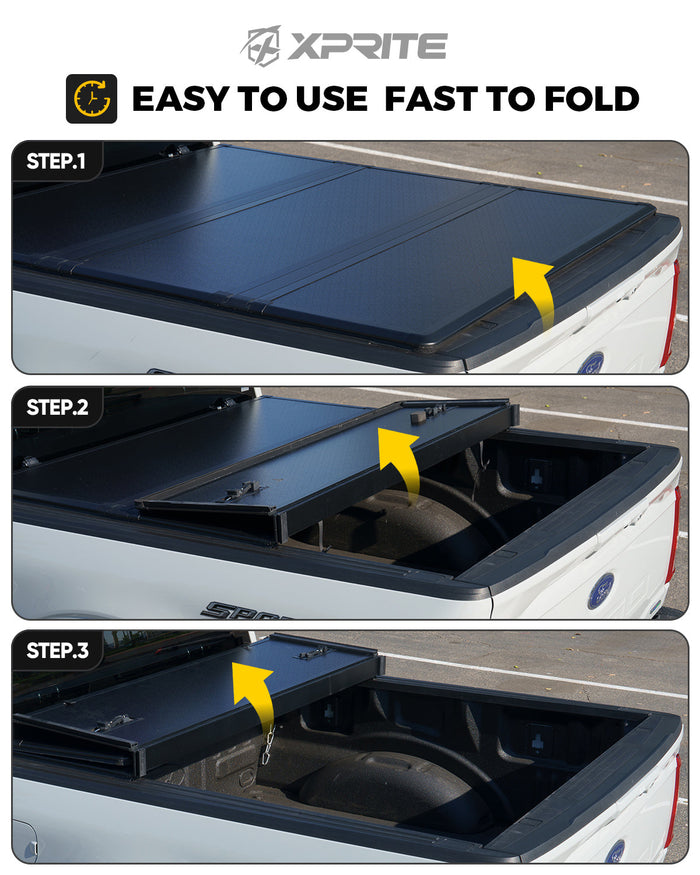 Xprite Hard Tri-Fold Bed Covers & Tonneau Covers for Ford F150 2015-2024