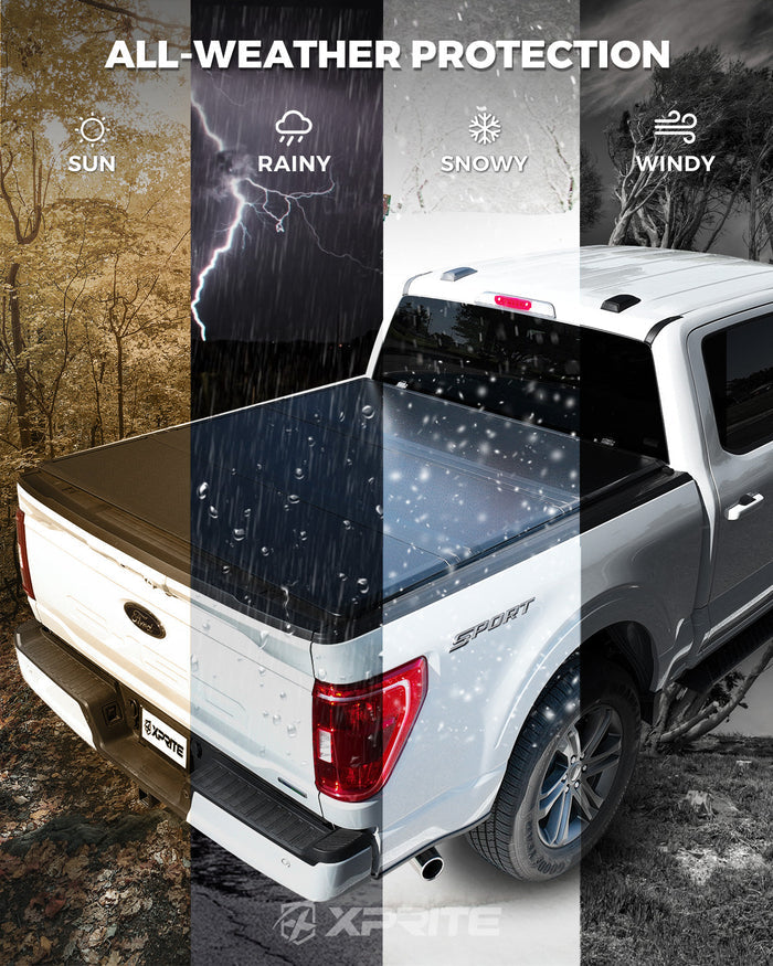 Xprite Hard Tri-Fold Bed Covers & Tonneau Covers for Ford F150 2015-2024