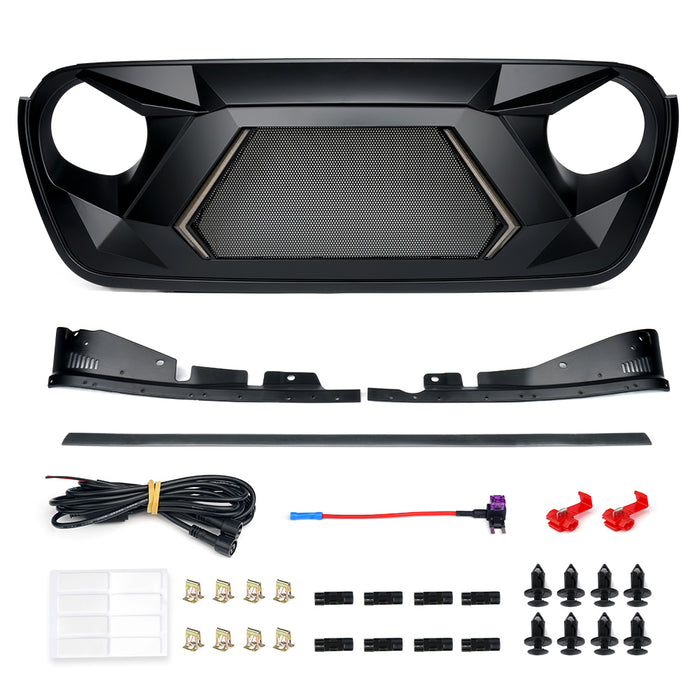 Xprite Jeep Front Grille with Turn Signal for 2018+ Jeep Wrangler JL