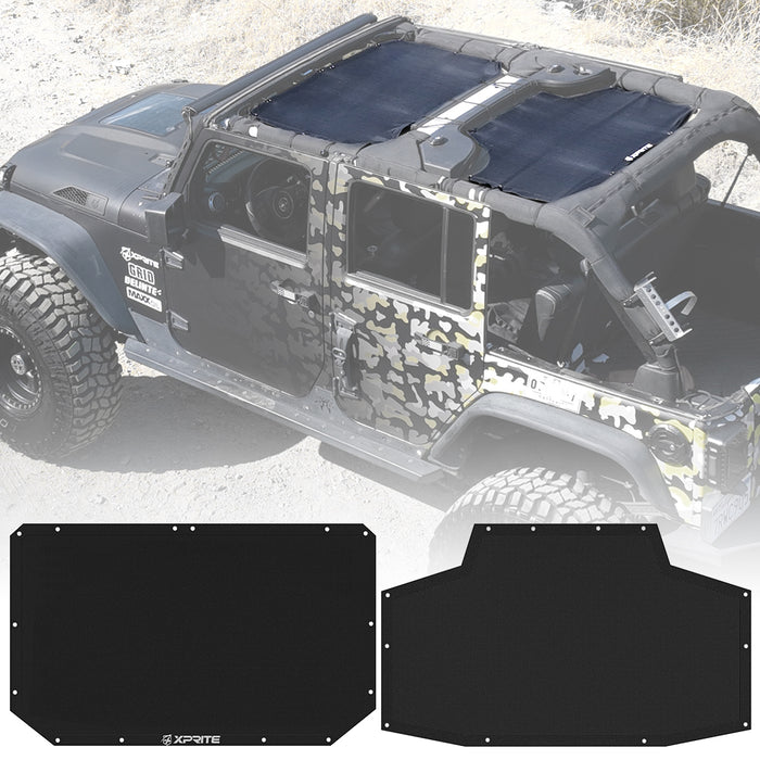 Xprite Jeep JK Sunshade Top with Flag Design  For 2008-2018 Wrangler JK JKU Roll Bar Cover