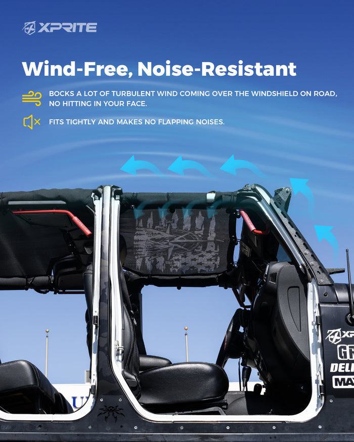Xprite Jeep JK Sunshade Top with Flag Design  For 2008-2018 Wrangler JK JKU Roll Bar Cover