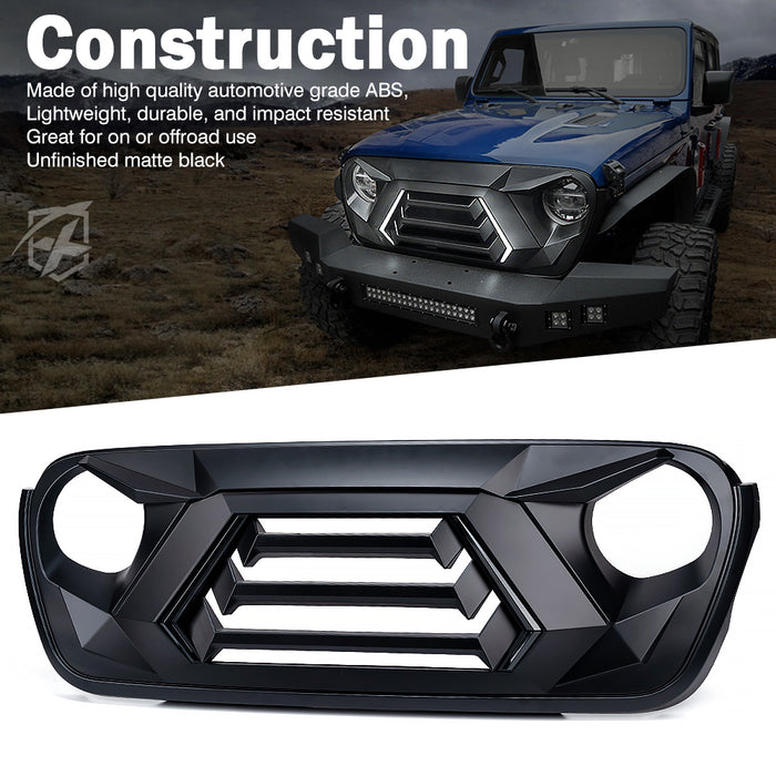Xprite Jeep JL/JT Angry Grille with LED Daytime Running Lights & Turn Signals  | Vader Series