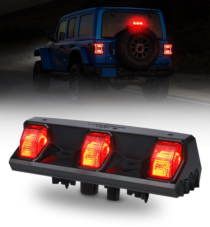 Xprite Jeep LED Third Brake Lights, IP68 Waterproof – High Mount Stop Lights for 2018+Jeep Wrangler JL JLU