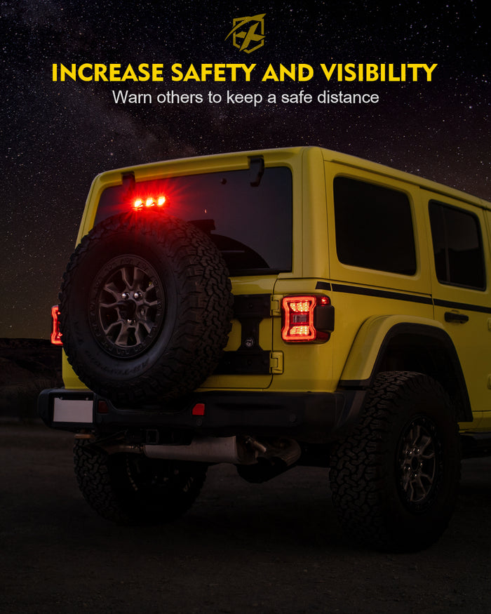 Xprite Jeep LED Third Brake Lights, IP68 Waterproof – High Mount Stop Lights for 2018+Jeep Wrangler JL JLU
