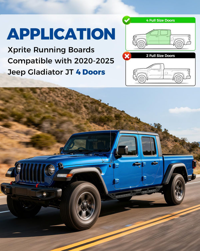 Xprite Jeep Running Boards Dual Steps for Gladiator JT 2020-2026
