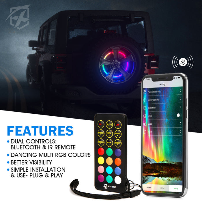 Xprite Jeep Wrangler JK RGB Spare Tire Brake Light – Bluetooth LED Third Brake Light |