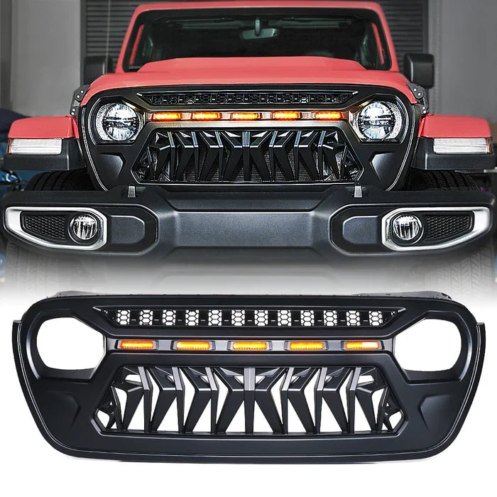 Xprite Jeep Wrangler JL & Gladiator JT Front Grille Amber LED Lights – Plug & Play