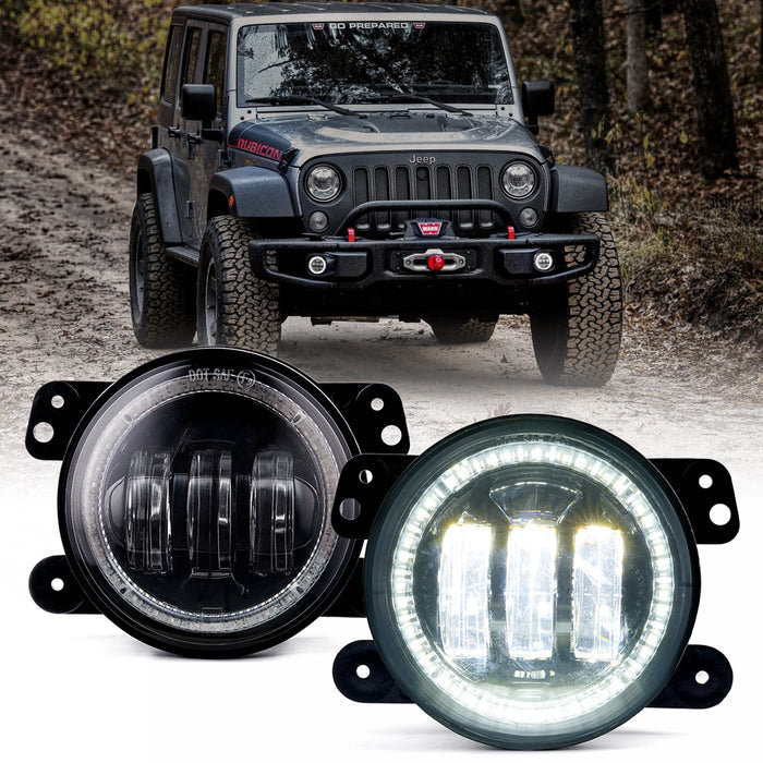 Xprite Jeep Wrangler LED Halo Fog Lights 4 Inch – DRL Off-Road Projector Fog Lights | Escapade Series
