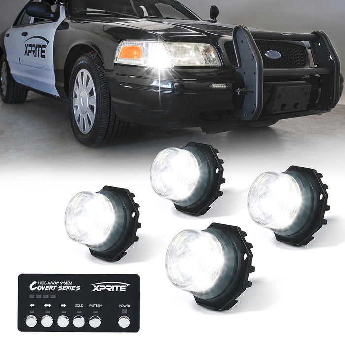 Xprite LED Hideaway Strobe Lights – Hidden Grille & Headlight Warning Light Kit | Covert Series