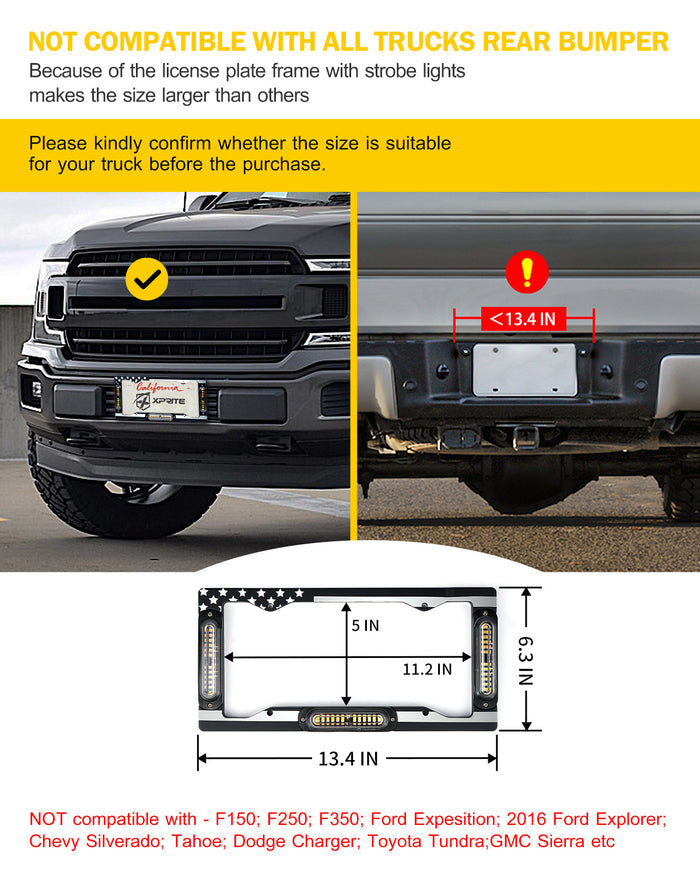 Xprite License Plate Strobe Lights – LED Emergency Warning Flash Lights