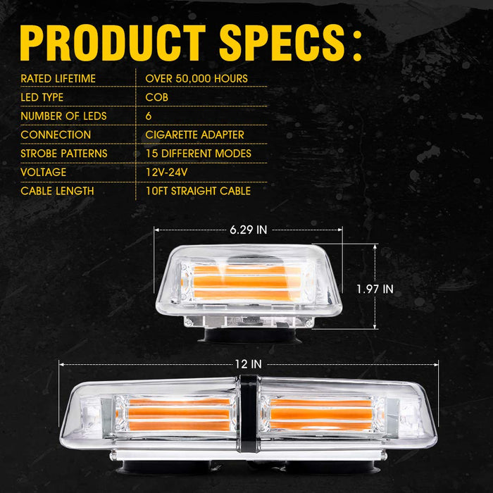 Xprite Mini LED Strobe Light Bar Tracker Series 60W Magnetic Emergency Light | Tracker Series