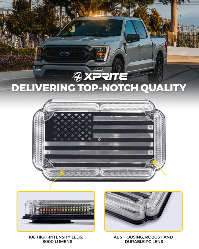 Xprite Mini Strobe Light Bar featuring American Flag Design | Flag Series
