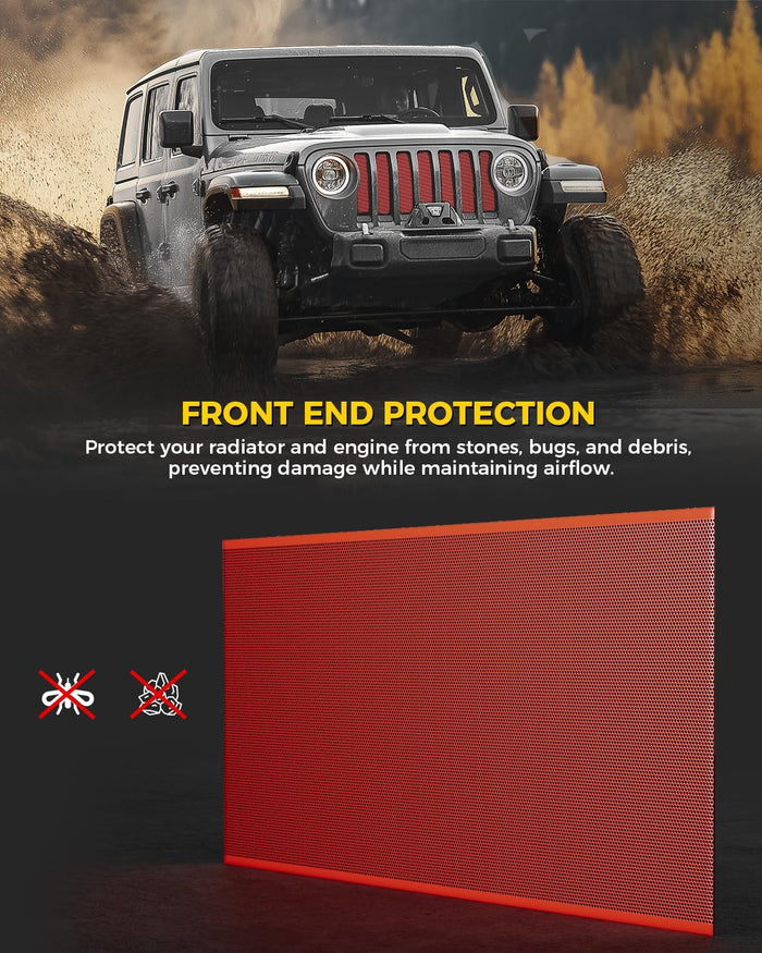 Xprite Red Grill Insert Compatible with Jeep Wrangler JL JT 2018-2026