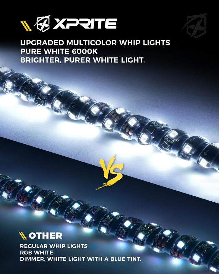 Xprite RGB LED ATV & UTV  Whip Light  With Spring Mount