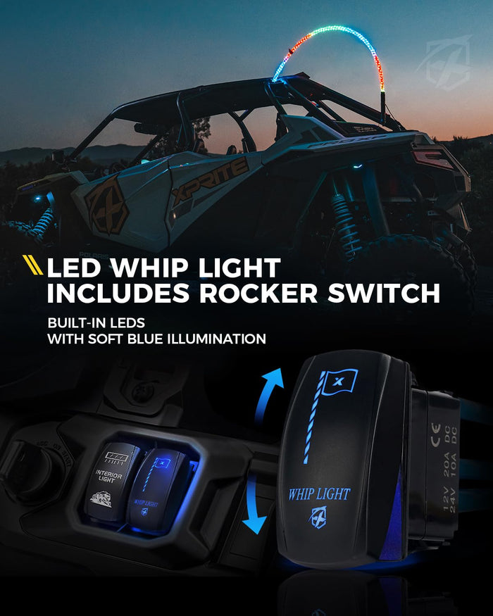 Xprite RGB LED ATV & UTV  Whip Light  With Spring Mount