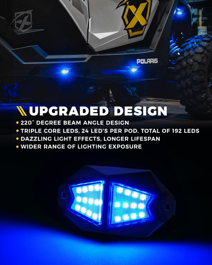 Xprite RGB LED Rock Lights with APP & Remote Control – Off-Road Underglow Lights for Jeep Trucks UTV ATV