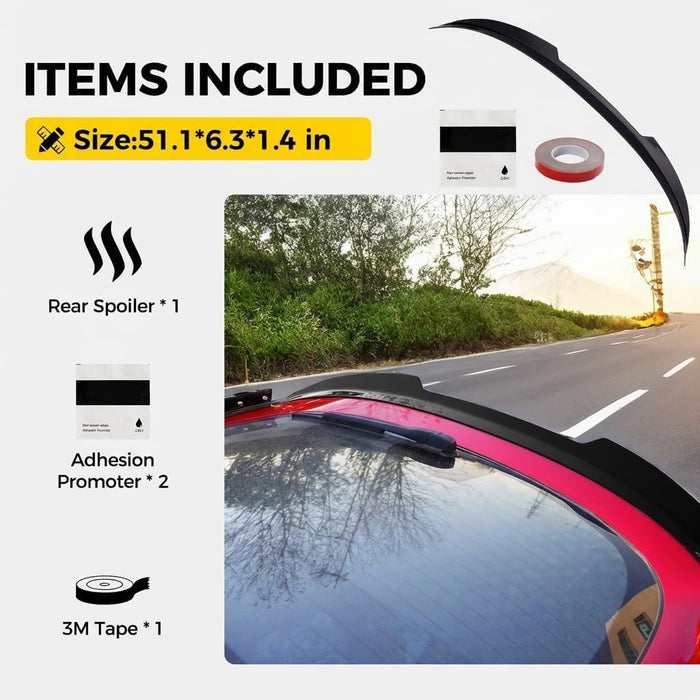 Xprite Sharp Corners Glossy Black Spoiler Compatible with Honda Civic Hatchback 2021-2026 11th Gen