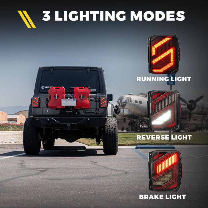 Xprite Smoked LED Tail Lights for 2018-2022 Jeep Wrangler JL JLU | Savage Series