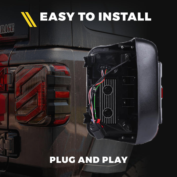 Xprite Smoked LED Tail Lights for 2018-2022 Jeep Wrangler JL JLU | Savage Series