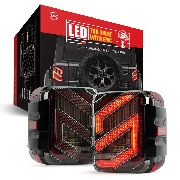 Xprite Smoked LED Tail Lights for 2018-2022 Jeep Wrangler JL JLU | Savage Series