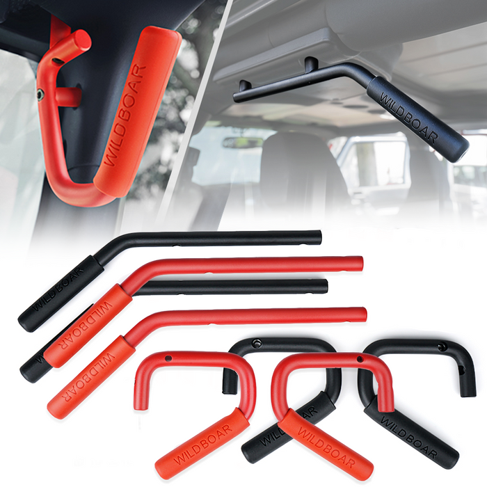 Xprite Steel Roll Bar Grab Handles for Jeep Wrangler JK JKU 2007-2018 – Heavy Duty Front & Rear Grab Bar Kit