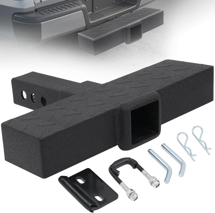 Xprite Universal Hitch Step for 2" Receiver, Dual-Interface Rear Bumper Guard For Trucks SUVs Jeeps Pickups Vans RV