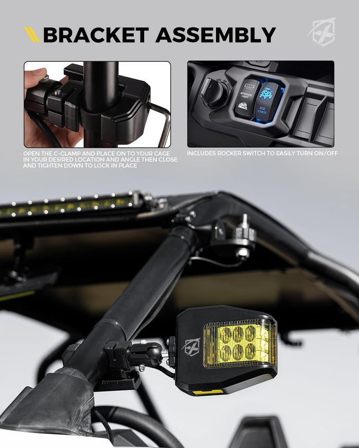 Xprite UTV Side Mirrors with Amber LED Turn Signal Lights – Rear View Mirrors for Can-Am Maverick X3 & Polaris RZR