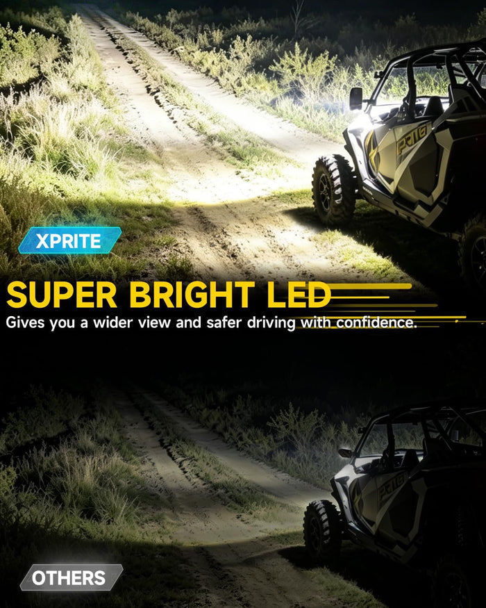Xprite UTV Side Mirrors w/LED Spot Lights, Amber Signals & Puddle Lights