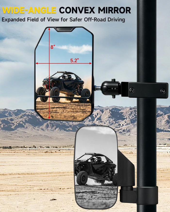 Xprite UTV Side Mirrors w/LED Spot Lights, Amber Signals & Puddle Lights